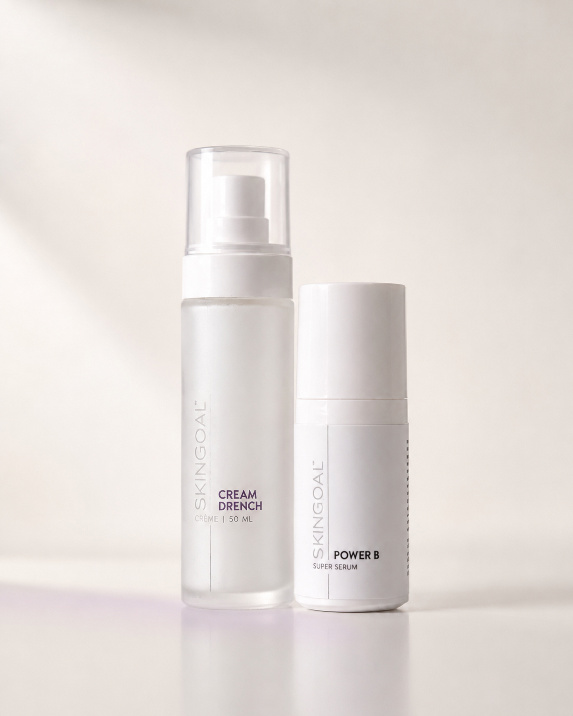 SkinGoal Clarity Code: Power B brightening night serum and Cream Drench moisturiser for pigmentation and dark spots.